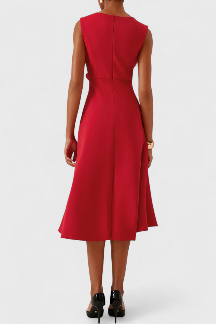 Claudia Midi Asymmetric Dress with Elegant Pleats