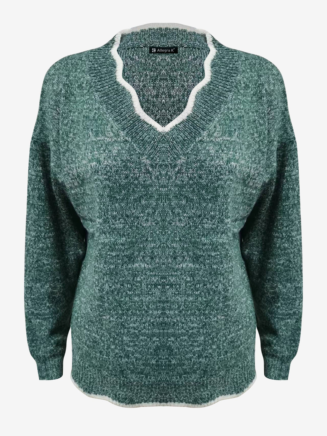 Effortless Sweatshirt for Women with Notch V Neck Long Sleeve Knit Style