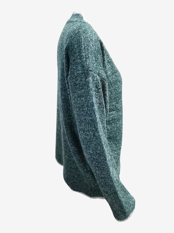 Effortless Sweatshirt for Women with Notch V Neck Long Sleeve Knit Style