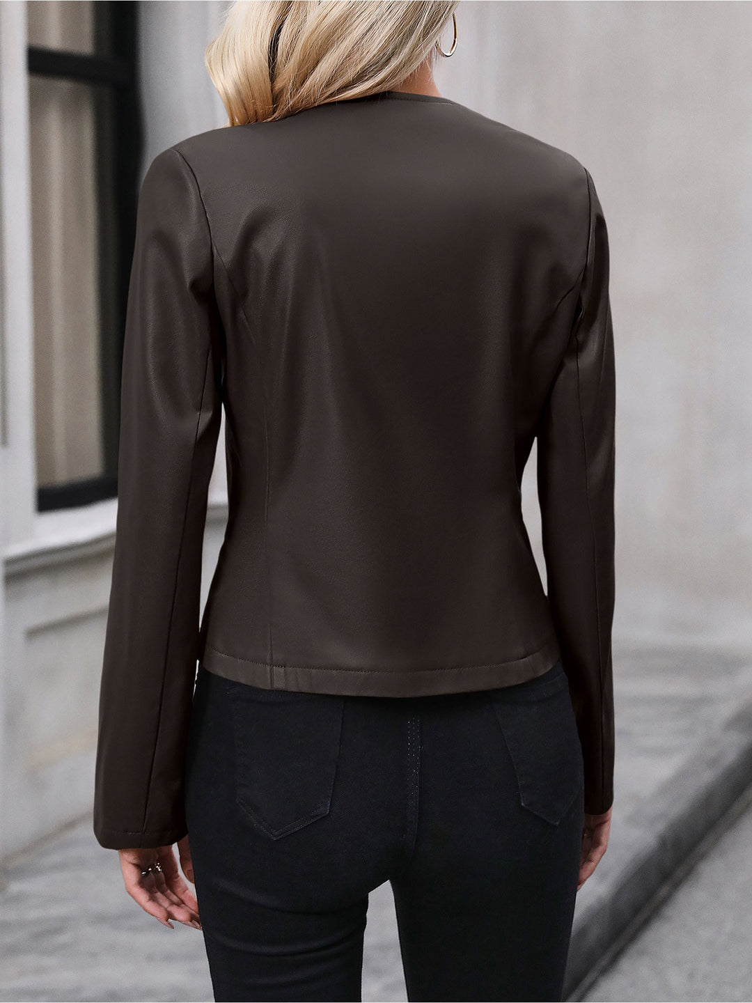 Effortless Leather Jacket for Women with Zip Front Cropped Moto Style