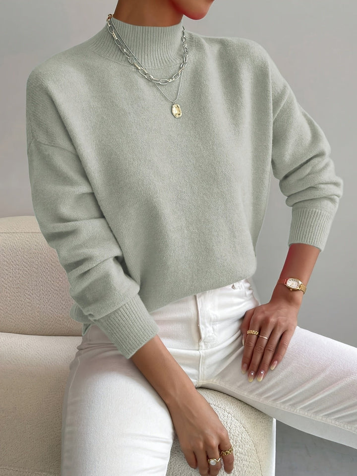 Effortless Sweaters for Women with Mock Turtleneck Relaxed Fit Long Sleeve