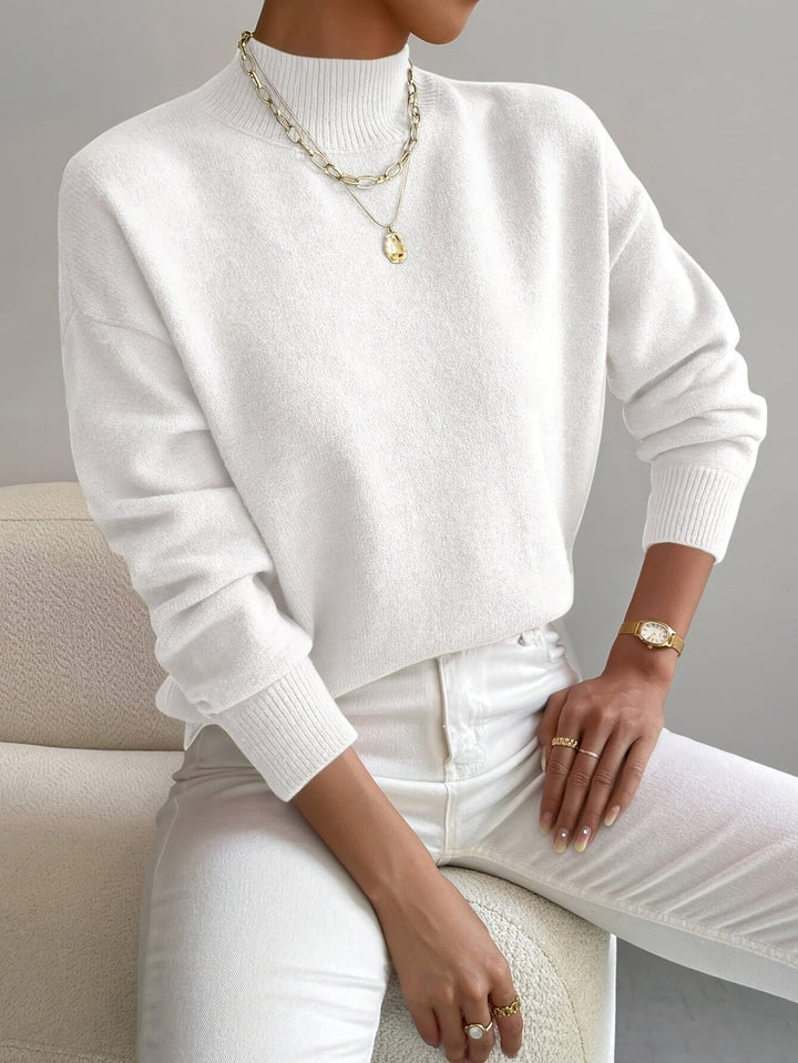 Effortless Sweaters for Women with Mock Turtleneck Relaxed Fit Long Sleeve