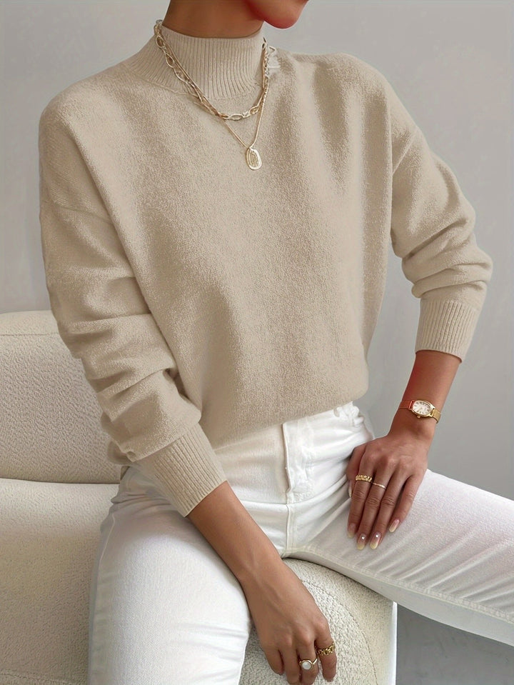 Effortless Sweaters for Women with Mock Turtleneck Relaxed Fit Long Sleeve