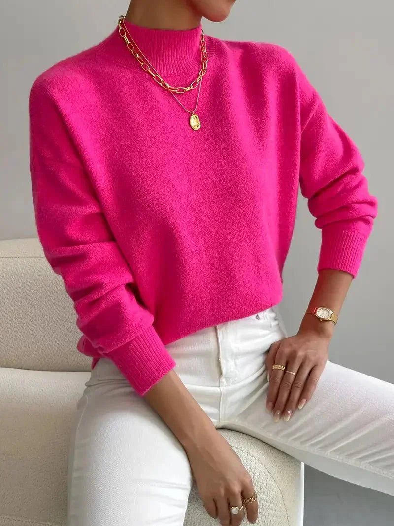 Effortless Sweaters for Women with Mock Turtleneck Relaxed Fit Long Sleeve