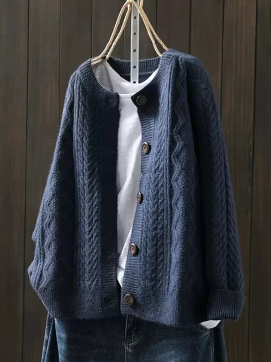 Eleanor | Women's Oversized Cable-Knit Button-Down Cardigan Sweater