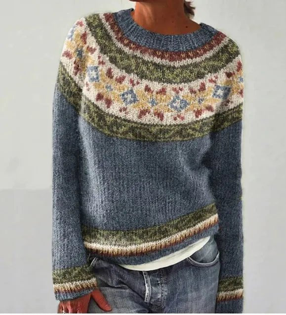 Effortless Sweaters for Women with Retro Striped Relaxed Fit Boat Neckline