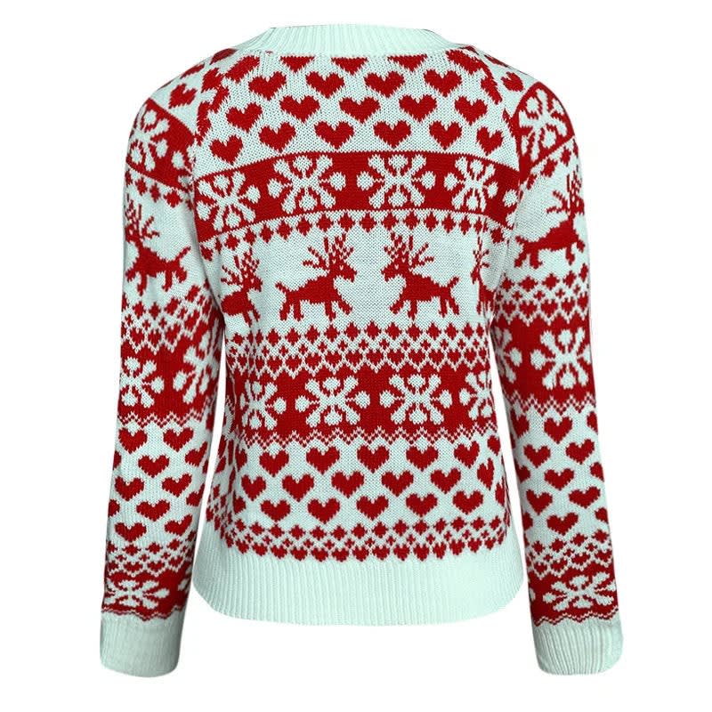 Cozy Fair Isle Women's Christmas Sweater for Women with Crew Neck Long Sleeve Reindeer Snowflake Knit Style